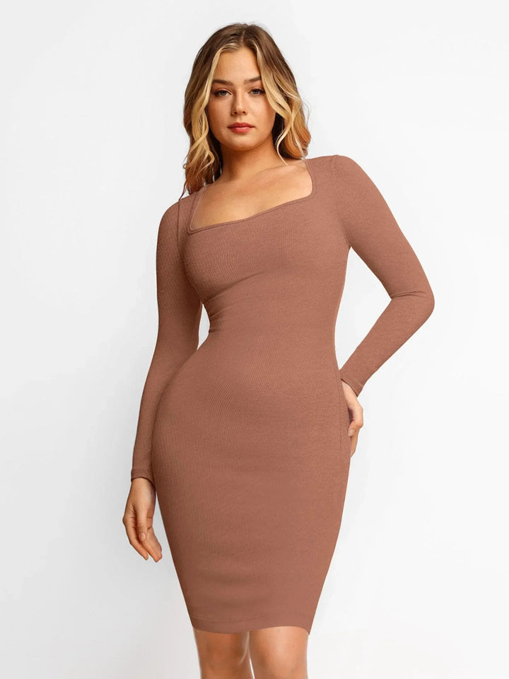 Langärmliges Midi Shapewear Kleid