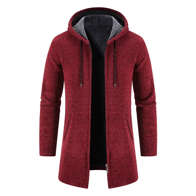 Moris - Mittellange Fleecejacke mit Kapuze