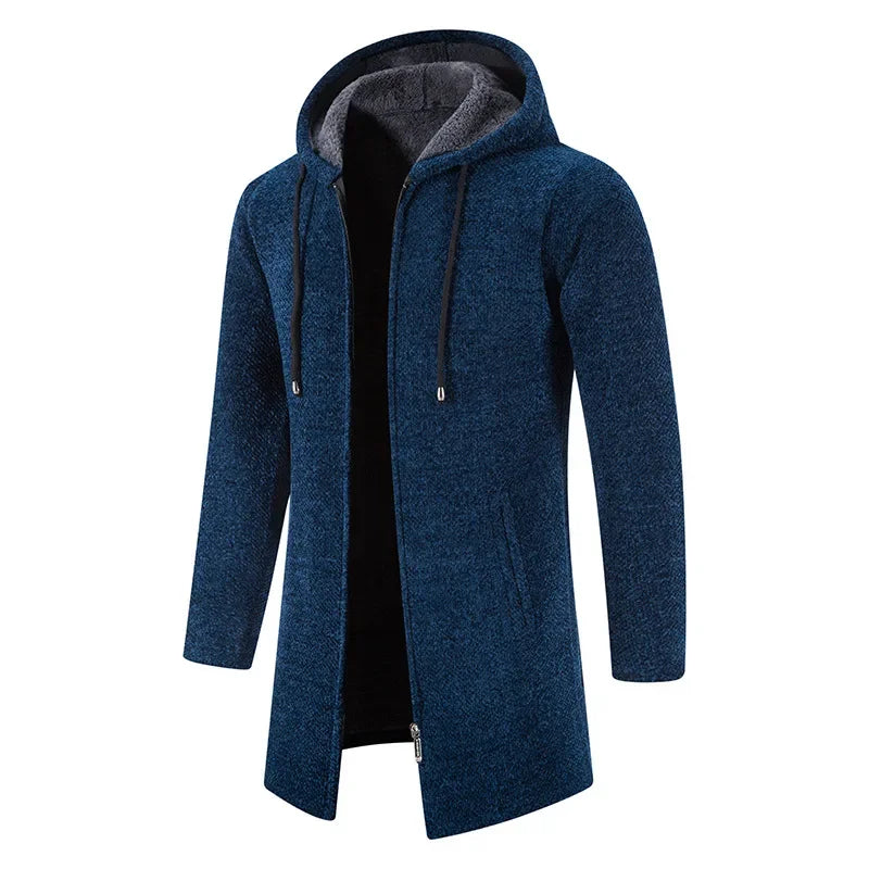 Moris - Mittellange Fleecejacke mit Kapuze