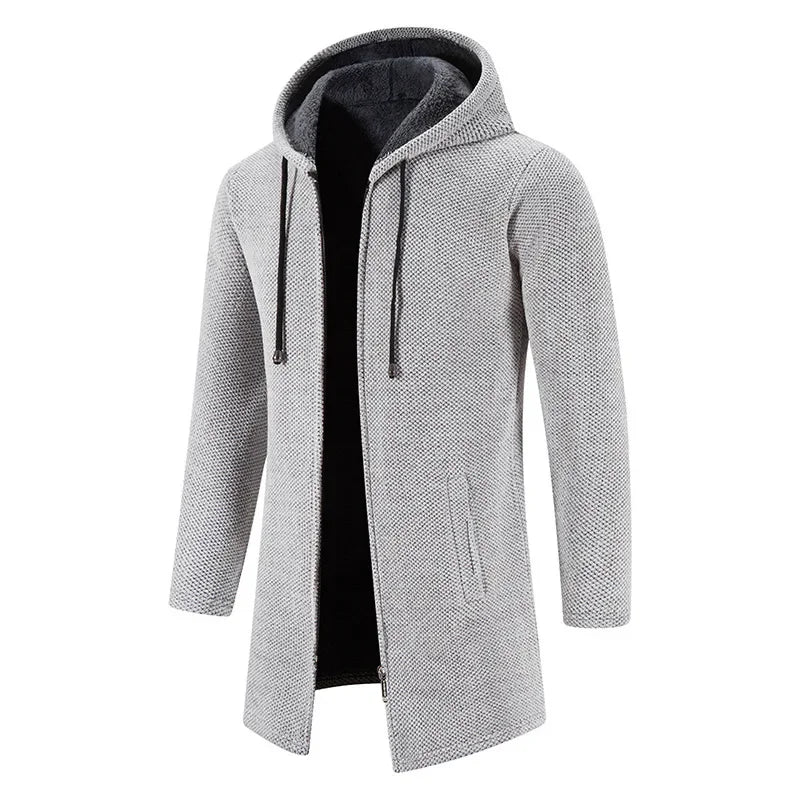 Moris - Mittellange Fleecejacke mit Kapuze