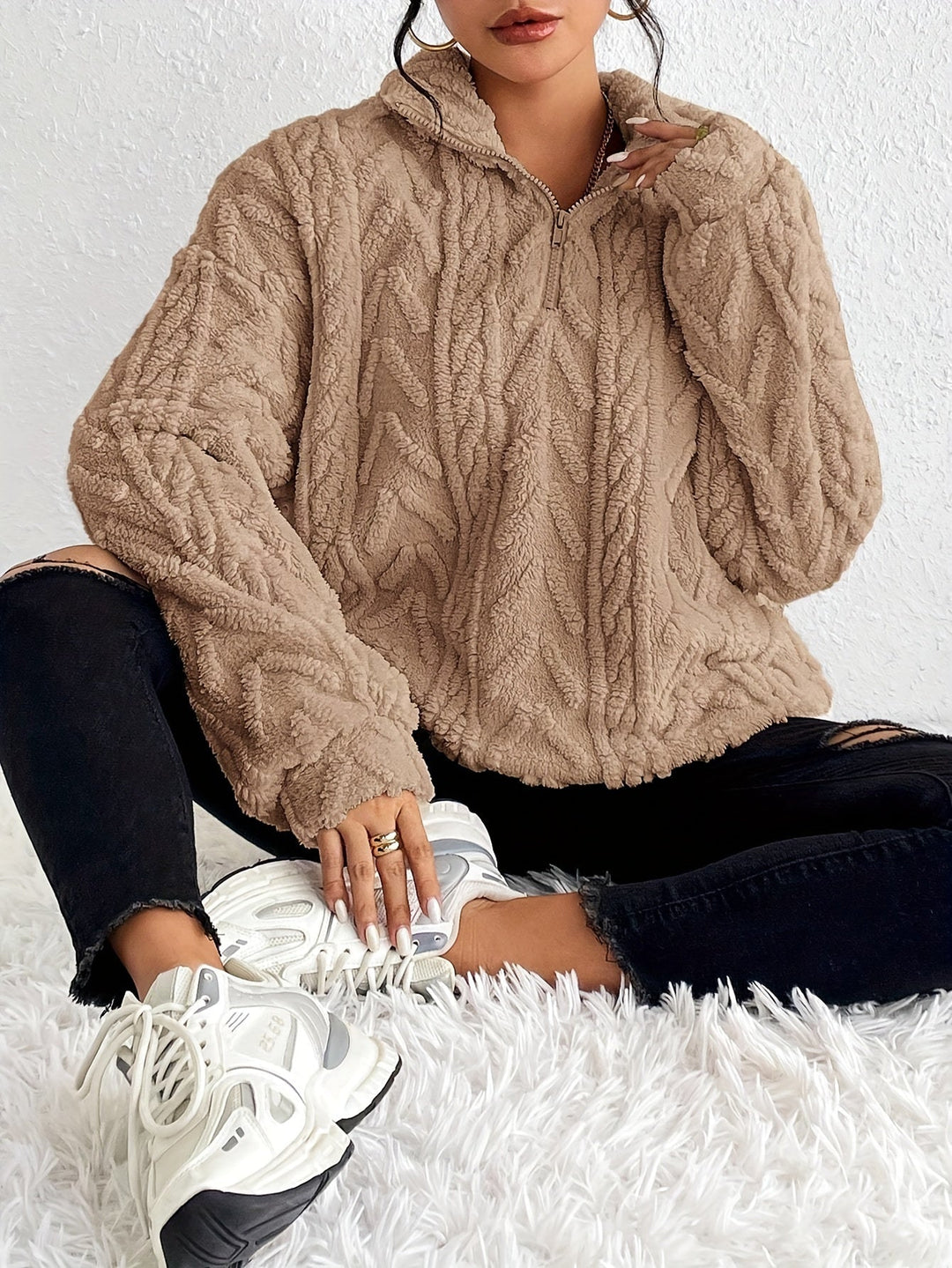 Millie - Strickpullover mit halbem Reißverschluss