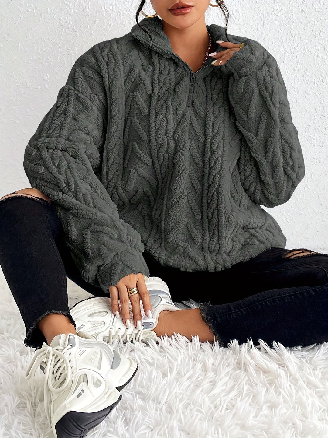 Millie - Strickpullover mit halbem Reißverschluss